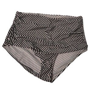 NWOT Black and white stripe swim bottoms with side ruching full coverage 1X